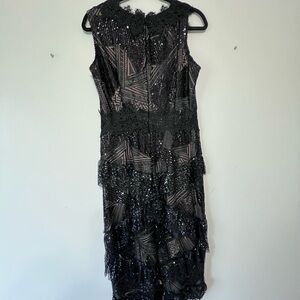 Black & nude color lace & Chiffon with sequins.